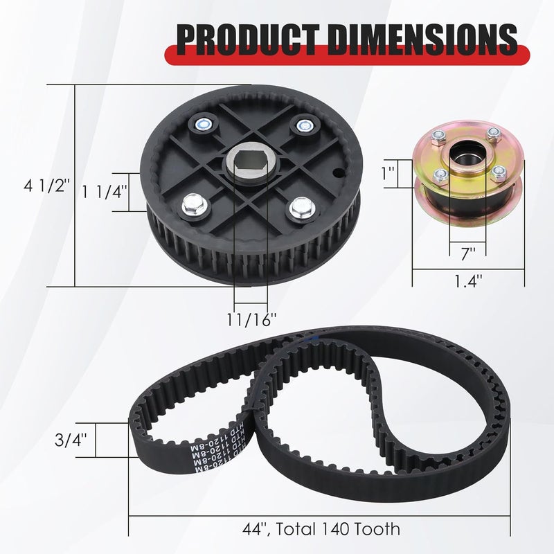 Xiaoyudou 131-4529 125-2532 Mower Idler Pulley with 120-3335 Belt & 121-9100 Sprocket Kit Fit for Toro 30" Deck Mower TimeMaster TurfMaster Walk-Behind Exmark Models Replaces 131-4509 120-1920 120-7042 - Image 4
